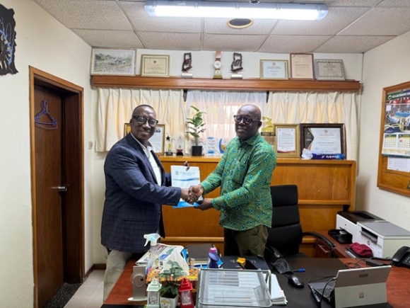 Mr Joe Osae (left) and Mr Stephen Ofori after signing the MOU ceejay multimedia
