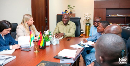 Eric Opoku, Minister of Food and Agriculture, addressing the delegation from Serbia (left) during their engagement in his office Eric Opoku, Minister of Food and Agriculture, addressing the delegation from Serbia (left) during their engagement in his office