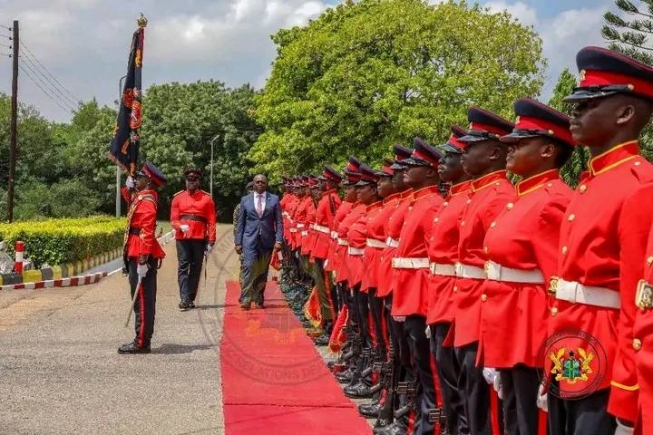 Dr Edward Omane Boamah, Minister of Defence, inspecting the parade at the Ghana Military Academy Dr Edward Omane Boamah, Minister of Defence, inspecting the parade at the Ghana Military Academy