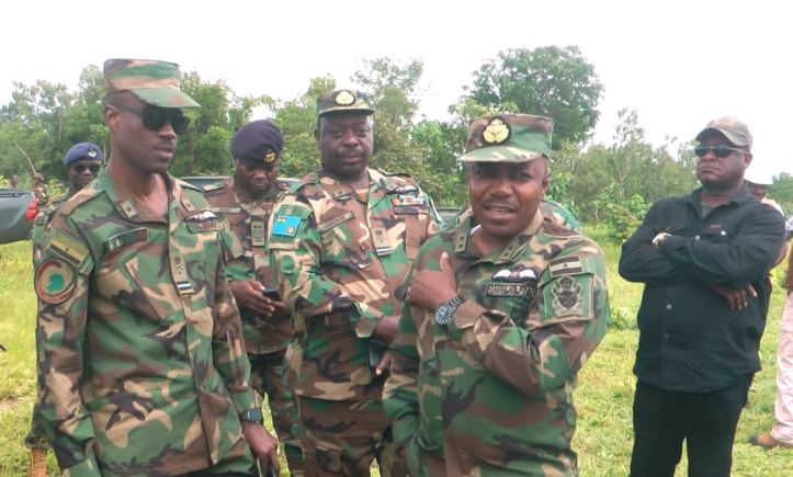 Air Vice Marshall Patrick Agyen Frimpong (right), Ghana Air Force Commander, with Air Commodore Kwabena Kissiedu Manukure-Atiemo (left), Commander of the Tactical Air Command at Bui of the Ghana Air Force, and other sector commanders at the proposed Air Force Base Air Vice Marshall Patrick Agyen Frimpong (right), Ghana Air Force Commander, with Air Commodore Kwabena Kissiedu Manukure-Atiemo (left), Commander of the Tactical Air Command at Bui of the Ghana Air Force, and other sector commanders at the proposed Air Force Base