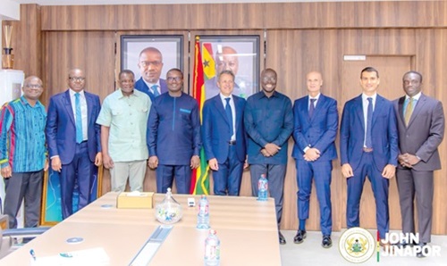 From left: Eric Agyei-Gyan, Stakeholder and Local Development Manager, ENI Ghana; Maurizio Pinna, MD, ENI Ghana; Mario Bello, Head of Sub-Saharan Africa Region, ENI Ghana); Ato Forson, Minister of Finance; Luca Vignati, Upstream Director, ENI; John Abdulai Jinapor, Minister of Energy; Baluri Kassim Bukari, Sustainability &amp; Local Content /External Relations Manager, ENI Ghana; Kwame Governs Agbodza, Minister of Roads and Highways, and Solomon Adjetey, Chief Director, Ministry of Energy.