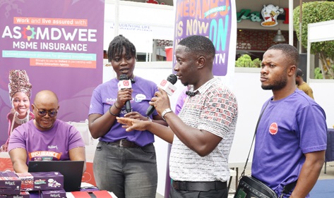 Kweku Zurek, deputy editor, Graphic Digital, interacting with some stakeholders and participants in the fair Kweku Zurek, deputy editor, Graphic Digital, interacting with some stakeholders and participants in the fair