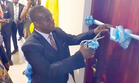 Justice Paul Baffoe-Bonnie, acting Chief Justice, cutting the ribbon to officially open the UPSA moot court. Picture: ERNEST KODZI Justice Paul Baffoe-Bonnie, acting Chief Justice, cutting the ribbon to officially open the UPSA moot court. Picture: ERNEST KODZI