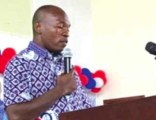 Benjamin W. Eshun (inset), Central Regional Chairman of GNAT, addressing  the conference