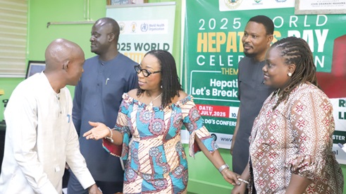 Dr Caroline Reindorf Amissah (middle), acting Deputy Director-General, GHS; Dr Fiona Braka (right), WHO Ghana Representative, and Dr Franklin Asiedu-Bekoe (left), Director of Public Health, GHS, in a discussion after the event. Picture: EDNA SALVO KOTEY