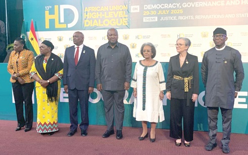 President John Mahama (middle) with some of the dignitaries President John Mahama (middle) with some of the dignitaries