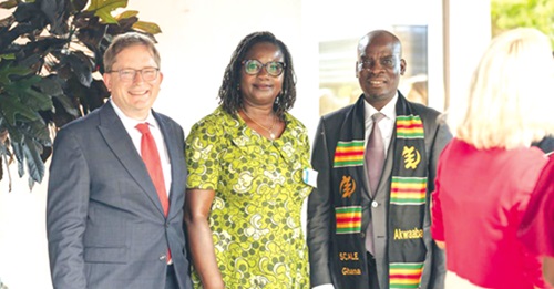Haruna Iddrisu (right), Minister of Education with Matilda Broni (middle), Community Development Manager of Mondelez International and Simon Sommer, Co-CEO of the Jacobs Foundation, after the signing ceremony Haruna Iddrisu (right), Minister of Education with Matilda Broni (middle), Community Development Manager of Mondelez International and Simon Sommer, Co-CEO of the Jacobs Foundation, after the signing ceremony