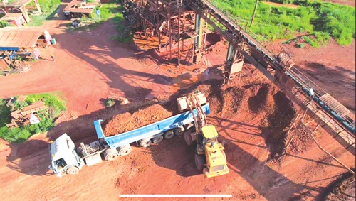 An aerial view of mining operations at the Ghana Bauxite Company