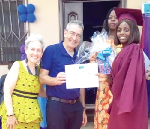 Roey Gilad (left), Israeli Ambassador to Ghana, presenting the overall best graduate prize to Hannah Abena Blessing Nyame Roey Gilad (left), Israeli Ambassador to Ghana, presenting the overall best graduate prize to Hannah Abena Blessing Nyame