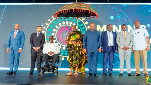 President Mahama (4th from right) in the company of the Asantehene Otumfuo Osei Tutu II (4th from left), former President J.A. Kufuor (3rd from left), Armah-Kofi Buah (2nd from right), Minister of Lands and Natural Resources, and other dignitaries at the Mining Summit President Mahama (4th from right) in the company of the Asantehene Otumfuo Osei Tutu II (4th from left), former President J.A. Kufuor (3rd from left), Armah-Kofi Buah (2nd from right), Minister of Lands and Natural Resources, and other dignitaries at the Mining Summit