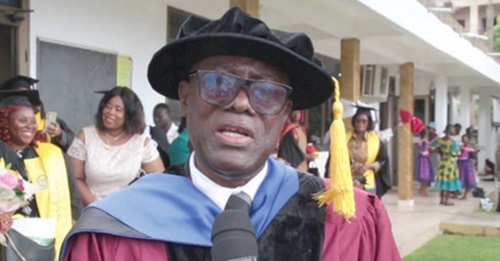 Professor Samuel Oheneba-Dornyo, President of the Oheneba-Dornyo University of Counselling Psychology, speaking after the graduation ceremony Professor Samuel Oheneba-Dornyo, President of the Oheneba-Dornyo University of Counselling Psychology, speaking after the graduation ceremony