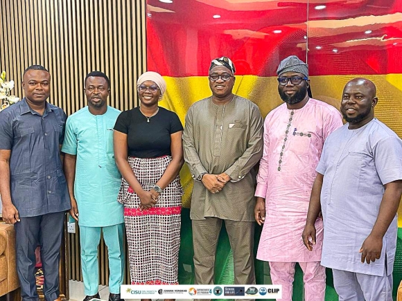 The team from CLIP with Dr Ibrahim Murtala Mohammed(middle), Minister for Environment, Science Technology and Innovation