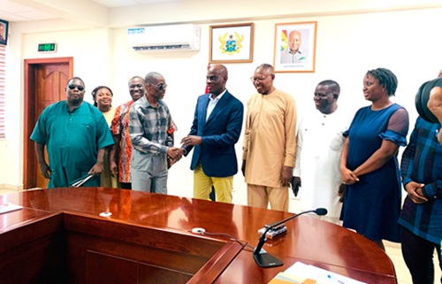 Haruna Iddrisu (4th from right), Education Minister, in a handshake with Joseph Atsu Homadzie, President of the federation Haruna Iddrisu (4th from right), Education Minister, in a handshake with Joseph Atsu Homadzie, President of the federation