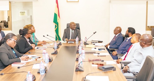 Dr Cassiel Ato Forson (middle), Minister of Finance, addressing the newly inaugurated board members of MIIF Dr Cassiel Ato Forson (middle), Minister of Finance, addressing the newly inaugurated board members of MIIF