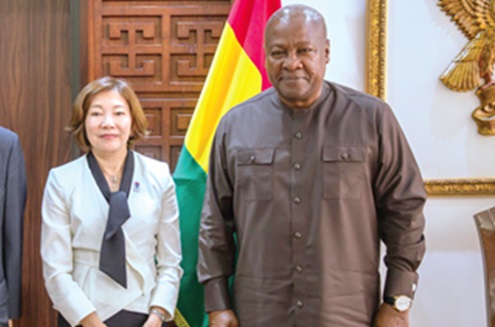 President John Mahama (right) and Miyazaki Katsur, the Senior Executive Vice-President of the Japan International Cooperation Agency, after the meeting President John Mahama (right) and Miyazaki Katsur, the Senior Executive Vice-President of the Japan International Cooperation Agency, after the meeting