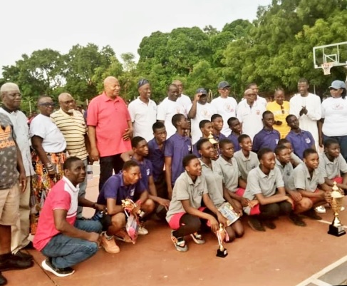 Prof. Joshua Alabi (arrowed) with some of his old students and basketball players of TAMASCO Prof. Joshua Alabi (arrowed) with some of his old students and basketball players of TAMASCO