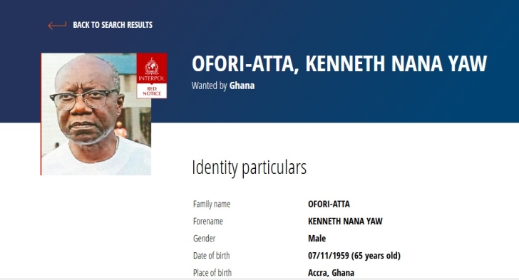 Ken Ofori-Atta appears on Interpol red notice as a wanted man for using public office for profit