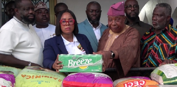 Linda Ocloo (middle) presneting the items to representatives of the Chief Imam Linda Ocloo (middle) presneting the items to representatives of the Chief Imam