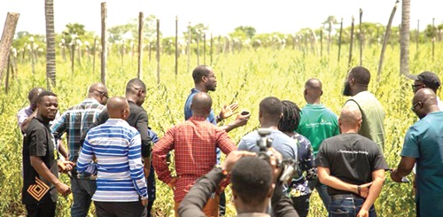 Robert Selassie Setorwofia, Agribusiness Manager, GIRSAL, explaining a point to the delegation 