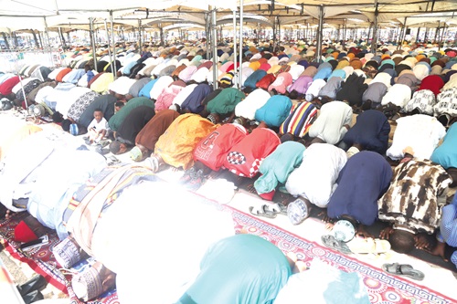 Some of the Muslims observing Eid-ul-Adha at the Independence Square. Picture: SAMUEL TEI ADANO Some of the Muslims observing Eid-ul-Adha at the Independence Square. Picture: SAMUEL TEI ADANO