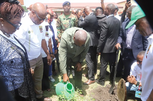 President John Dramani Mahama watering a seedling to commemorate the World Environment Day celebration in Accra. With him is Ibrahim Murtala Mohammed (2nd from left), Minister of Environment, Science and Technology, and Dzifa Abla Gomashie (left), Minister of Tourism, Arts and Culture. Picture: SAMUEL TEI ADANO President John Dramani Mahama watering a seedling to commemorate the World Environment Day celebration in Accra. With him is Ibrahim Murtala Mohammed (2nd from left), Minister of Environment, Science and Technology, and Dzifa Abla Gomashie (left), Minister of Tourism, Arts and Culture. Picture: SAMUEL TEI ADANO