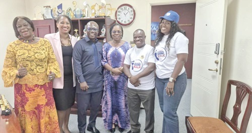 Clare Banoeng-Yakubo, (3rd from right), Chairperson of the Greater Accra Chapter of the association, with David Eduaful (3rd from left), MD of Labadi Beach Hotel