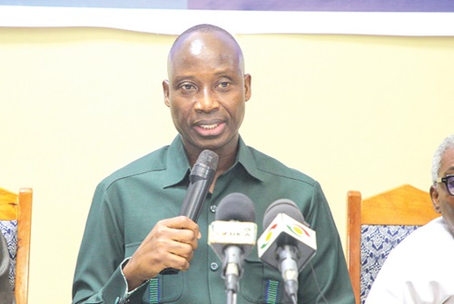 Dr Alhassan Iddrisu (inset), Government Statistician, addressing the audience during the event. Picture: CALEB VANDERPUYE Dr Alhassan Iddrisu (inset), Government Statistician, addressing the audience during the event. Picture: CALEB VANDERPUYE