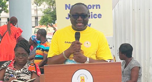 Dr Leslie Issa Adam-Zakariah, Acting Medical Director of the Greater Accra Regional Hospital, addressing health professionals and parents at the event Dr Leslie Issa Adam-Zakariah, Acting Medical Director of the Greater Accra Regional Hospital, addressing health professionals and parents at the event