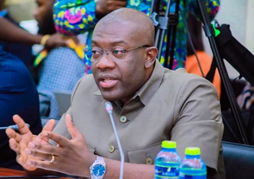 Kojo Oppong Nkrumah addressing the press conference Kojo Oppong Nkrumah addressing the press conference
