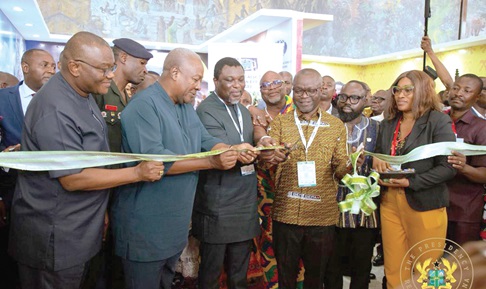 President John Mahama (2nd from left) being assisted by some dignitaries to open the Horticulture Expo in Accra yesterday President John Mahama (2nd from left) being assisted by some dignitaries to open the Horticulture Expo in Accra yesterday