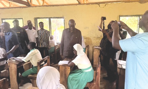 Haruna Iddrisu, Education Minister, observing a candidate writing the exams at the Techiman SHS examination centre Haruna Iddrisu, Education Minister, observing a candidate writing the exams at the Techiman SHS examination centre