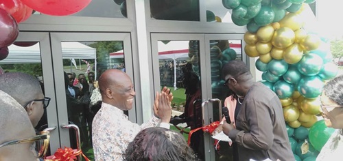 Rev. Dr Mensa Anamua Otabil (right), Chancellor of Central University, being assisted by Rev. Christopher Yaw Annor, Senior Pastor, ICGC Holy Ghost Temple, to cut the ribbon to inaugurate the Central University Hospital at the Miotso Campus Rev. Dr Mensa Anamua Otabil (right), Chancellor of Central University, being assisted by Rev. Christopher Yaw Annor, Senior Pastor, ICGC Holy Ghost Temple, to cut the ribbon to inaugurate the Central University Hospital at the Miotso Campus