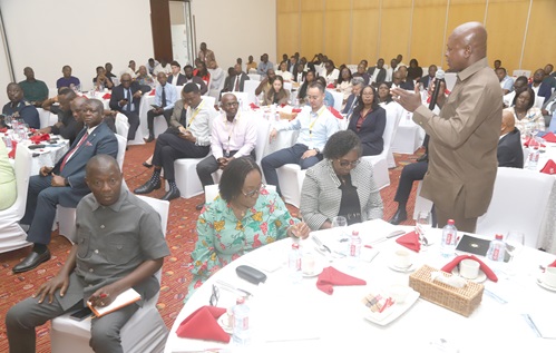 Joseph Bukari Nikpe (standing), Minister of Transport, addressing guests at the stakeholders Breakfast Meeting in Accra. Picture: SAMUEL TEI ADANO Joseph Bukari Nikpe (standing), Minister of Transport, addressing guests at the stakeholders Breakfast Meeting in Accra. Picture: SAMUEL TEI ADANO
