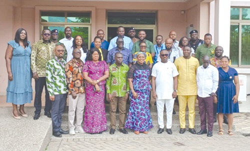 Rita Akosua Adjei Awatey (middle, front row), Eastern Regional Minister, and Abdul Noor Wahab (left), Director, Water Resources and Renewable Energy Department, VRA, with participants after the meeting Rita Akosua Adjei Awatey (middle, front row), Eastern Regional Minister, and Abdul Noor Wahab (left), Director, Water Resources and Renewable Energy Department, VRA, with participants after the meeting