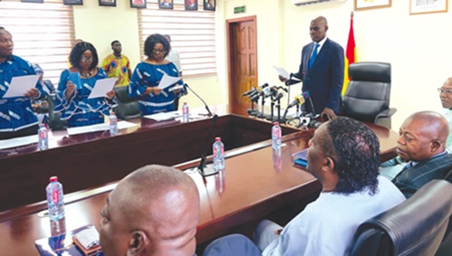 Haruna Iddrisu (right), Minister of Education, swearing in Council of the Chartered Institute of Human Resource Management, Ghana Haruna Iddrisu (right), Minister of Education, swearing in Council of the Chartered Institute of Human Resource Management, Ghana