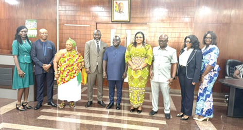 Julius Debrah (middle), Chief of Staff; Jerry Nyamekye (4th from left) and Abigail Mensah (4th from right) with other members of the board Julius Debrah (middle), Chief of Staff; Jerry Nyamekye (4th from left) and Abigail Mensah (4th from right) with other members of the board