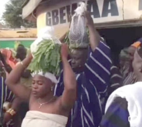 The gods being carried out from the Gbewa Palace for the celebration The gods being carried out from the Gbewa Palace for the celebration