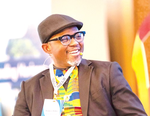 Francis Doku moderating the panel on collaboration between airlines, airports and destinations to drive connectivity at AviaDev Africa