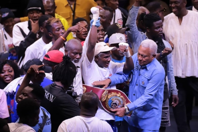 Allotey is decorated with the title Allotey title belt