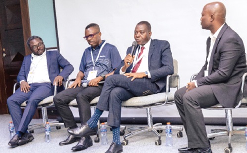 Emmanuel Baidoo (2nd from right), Manager of Community Relations, Africa, at AngloGold Ashanti, making a contribution during the panel discussion Emmanuel Baidoo (2nd from right), Manager of Community Relations, Africa, at AngloGold Ashanti, making a contribution during the panel discussion