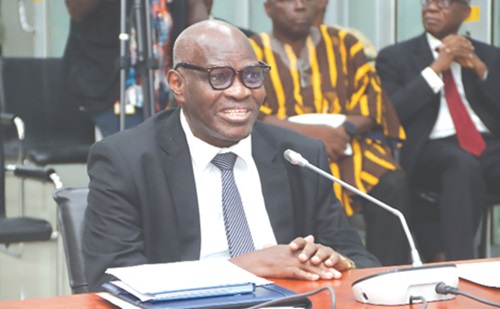 Justice Gabriel Simon Suurbaareh, Justice of the Supreme Court nominee, answering questions when he appeared before the Appointments Committee in Parliament. Picture: ELVIS NII NOI DOWUONA Justice Gabriel Simon Suurbaareh, Justice of the Supreme Court nominee, answering questions when he appeared before the Appointments Committee in Parliament. Picture: ELVIS NII NOI DOWUONA