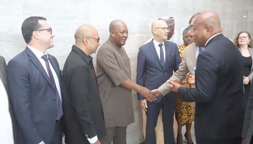 President John Mahama (3rd from left) being introduced to some diplomats at the event in Accra. With them are Samuel Okudzeto Ablakwa (right), Minister of Foreign Affairs and Regional Integration, and Irchad Razaaly (2nd from left), European Union Ambassador in Ghana. Picture: SAMUEL TEI ADANO President John Mahama (3rd from left) being introduced to some diplomats at the event in Accra. With them are Samuel Okudzeto Ablakwa (right), Minister of Foreign Affairs and Regional Integration, and Irchad Razaaly (2nd from left), European Union Ambassador in Ghana. Picture: SAMUEL TEI ADANO