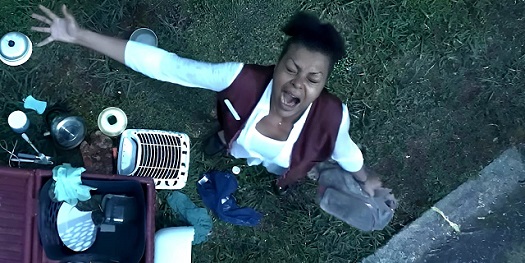 Taraji P. Henson as Janiyah screaming into the sky with her stuff on the ground in Straw 10 reasons Straw is Tyler Perry's most shocking movie of all time
