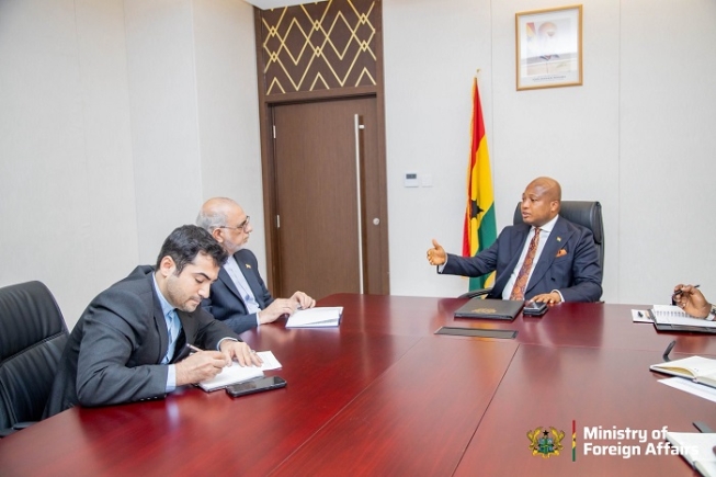 Foreign Minister Samuel Okudzeto Ablakwa in discussion with Iranian Ambassador Ali Ghomshi Foreign Minister Samuel Okudzeto Ablakwa in discussion with Iranian Ambassador Ali Ghomshi