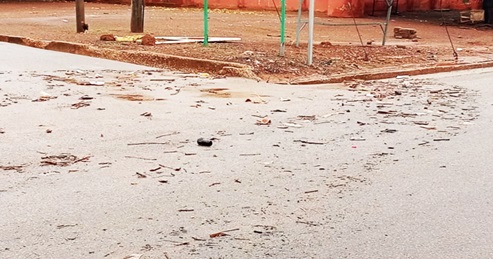 Debris on a section of the Gurugu road in Tamale Debris on a section of the Gurugu road in Tamale
