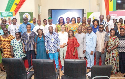 Prof. Samuel Kaba Akoriyea(5th from left), Director General of the GHS, with Theresa Oppong Mensah (4th from left), National SHEP Coordinator of GES, and officials after the event. Picture: CALEB VANDERPUYE Prof. Samuel Kaba Akoriyea(5th from left), Director General of the GHS, with Theresa Oppong Mensah (4th from left), National SHEP Coordinator of GES, and officials after the event. Picture: CALEB VANDERPUYE