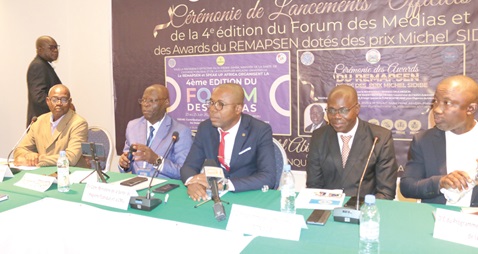 Bamba Youssouf (2nd from left), Chairman of REMAPSEN's Board of Directors, speaking at the press conference