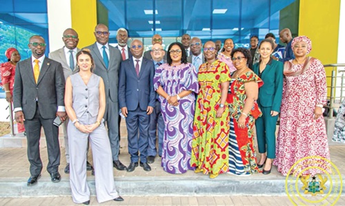 Dr Agnes Naa Momo Lartey (5th from right) with Sweta Bonnet (2nd from right), MIGRET Project Director, and other dignitaries after the meeting Dr Agnes Naa Momo Lartey (5th from right) with Sweta Bonnet (2nd from right), MIGRET Project Director, and other dignitaries after the meeting