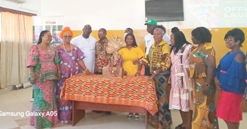 Richlove Amamoo (5th from left), Central Regional Director of Gender; Regina Antwiwaa Mensah (4th from right), General Manager, Agrihouse Communications, and other dignitaries at the launch of the 7th WOFAGRIC and Gold in the Soil Awards 