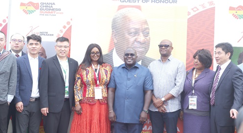 Julius Debrah (4th from right), Chief of Staff, with Chen Xiaowei (3rd from left), Group Chairman, Sino Africa Group, and other dignitaries at the summit. Picture: BENEDICT OBUOBI